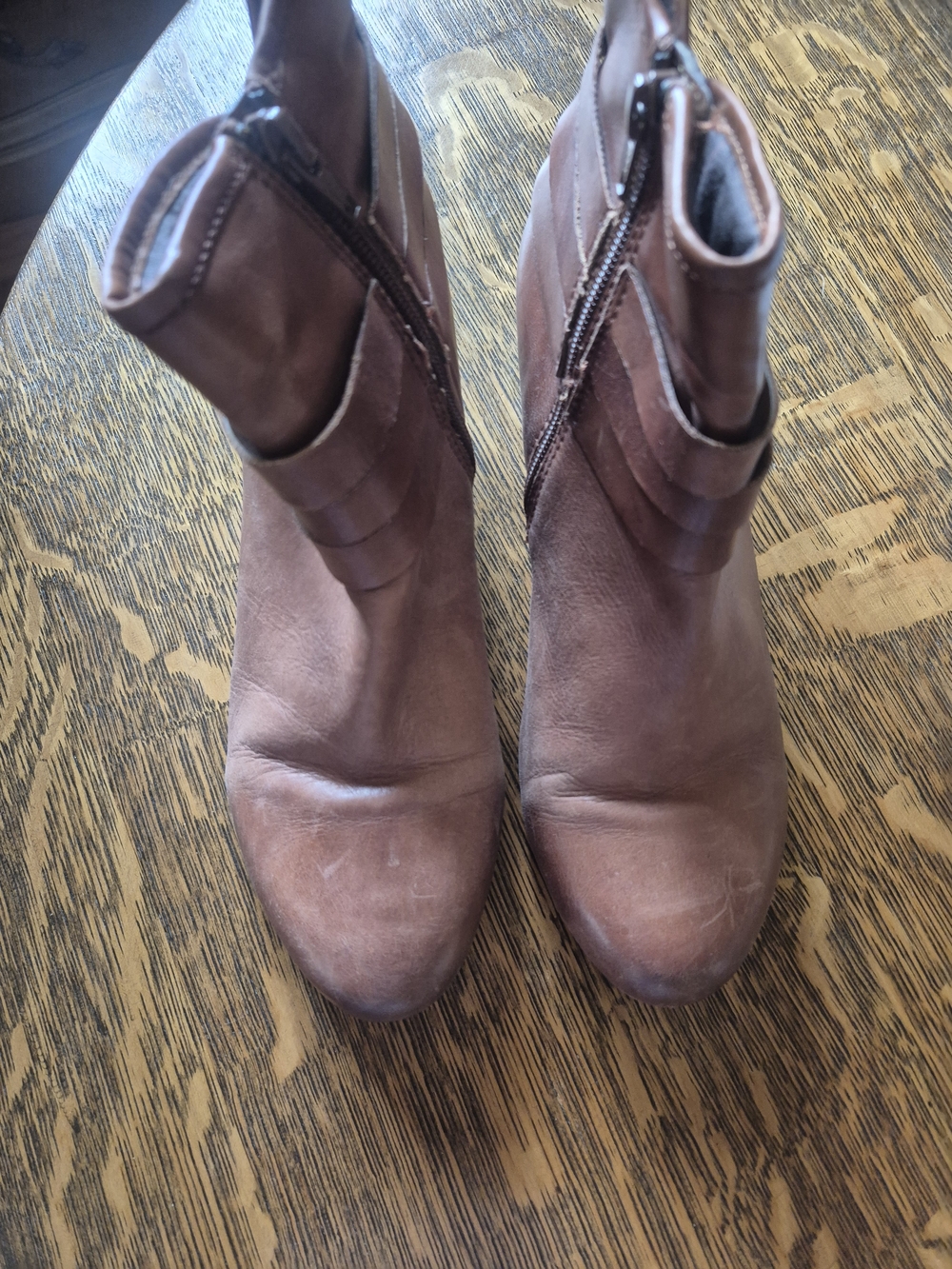 Luca Ferri Brown Leather Ankle Boots Buckle Wedge 8 - Picture 6 of 8